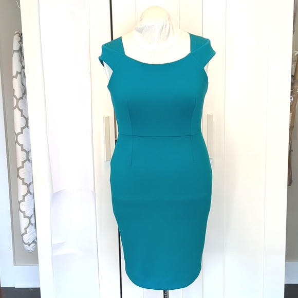 Turquoise Cap Sleeve Dress by Calvin Klein - Picture 1 of 9